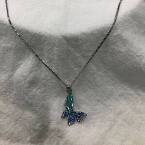 Blue butterfly necklace